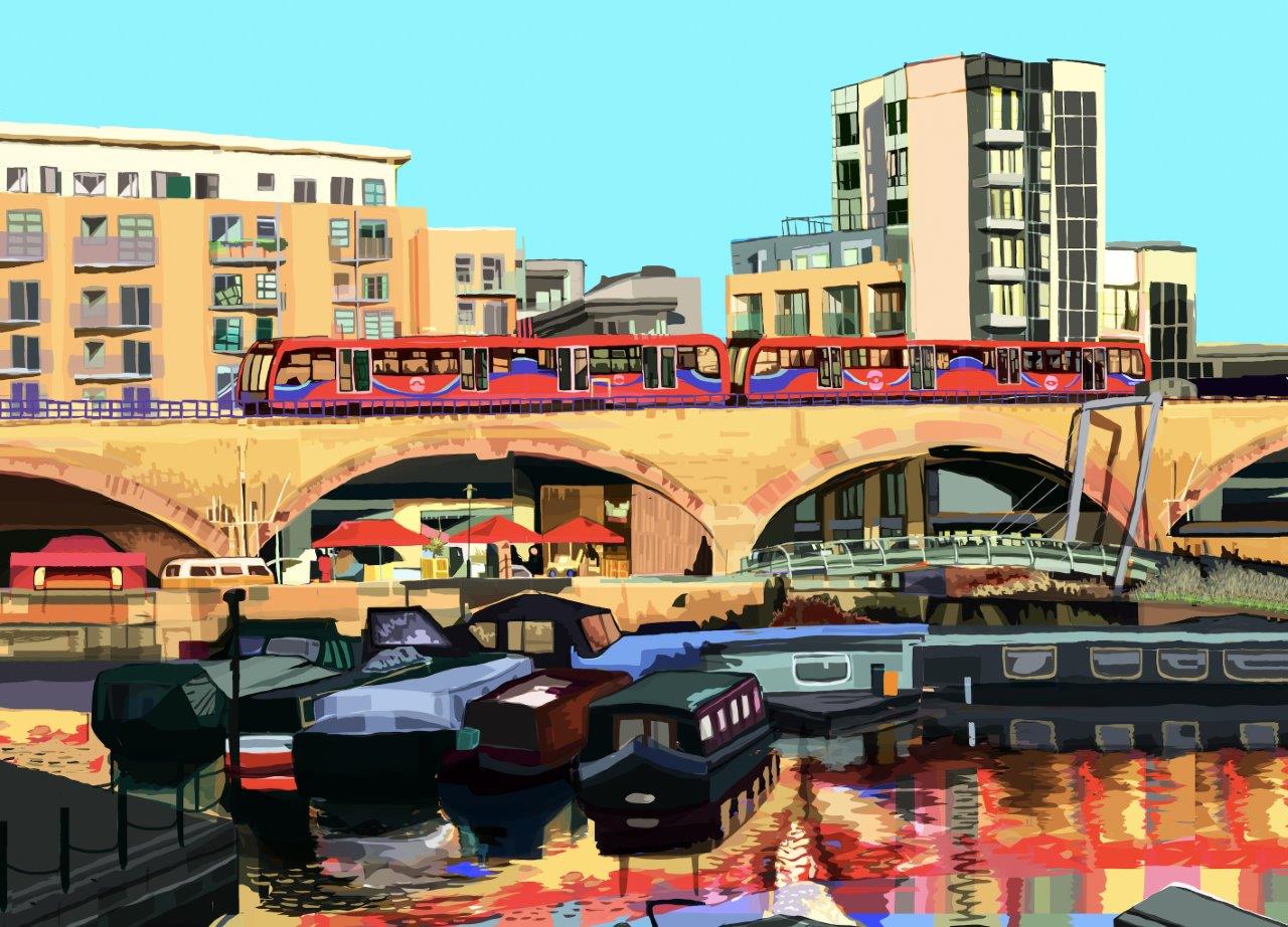 Limehouse Basin with DLR - tomARTacus